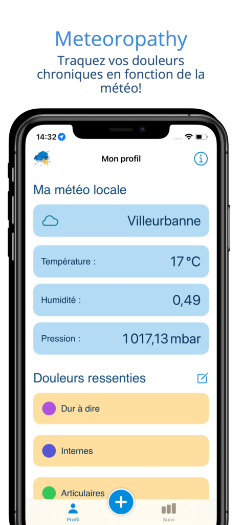 Screenshot de l'application Meteoropathy