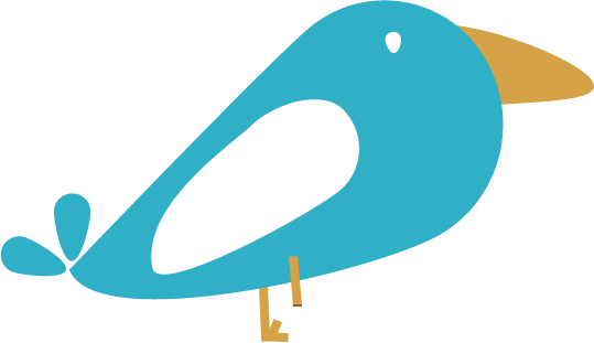 Andi, oiseau bleu au bec orange, avec une patte en moins, mascotte de l'application Handiguide