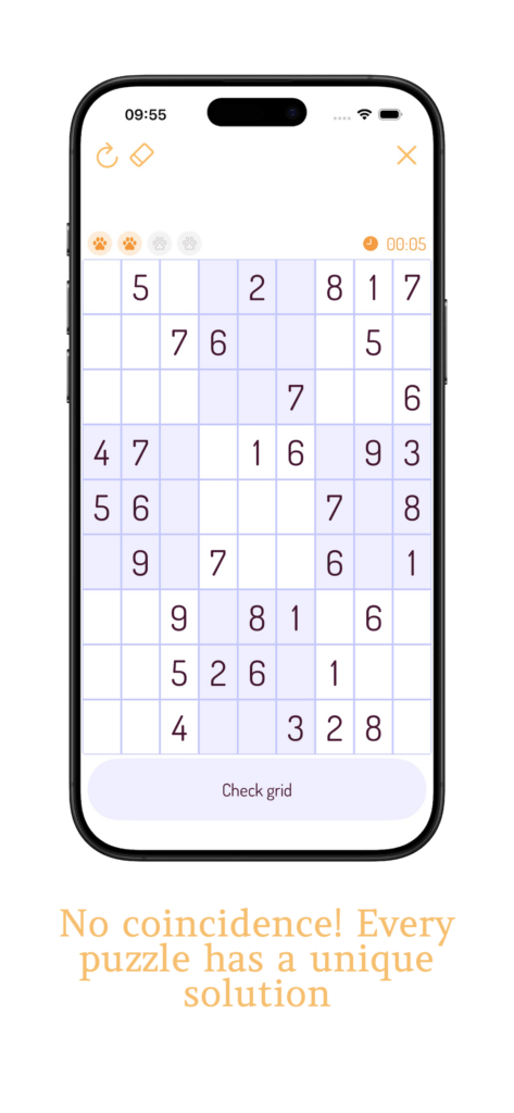 9x9 grid with the subtitle: No coincidence! Every puzzle has a unique solution