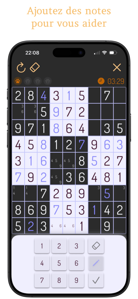 Grille 9x9 avec des notes