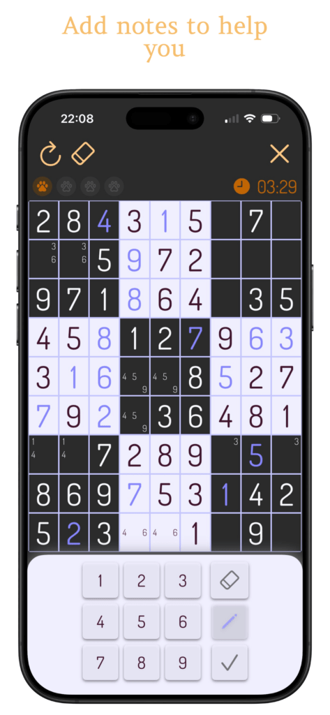 9x9 grid with notes